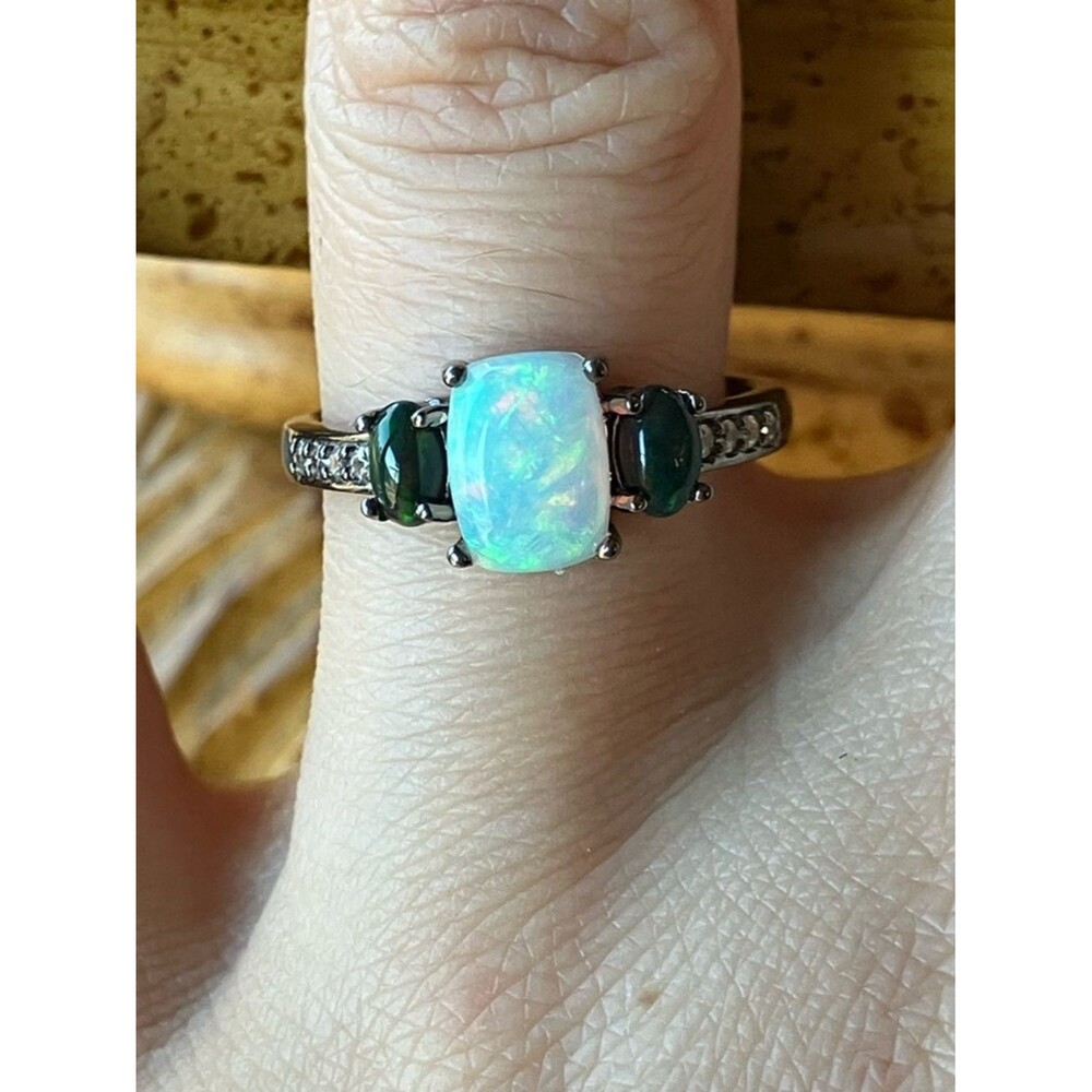 Genuine Ethiopian Opal Sterling Silver Ring Size 8